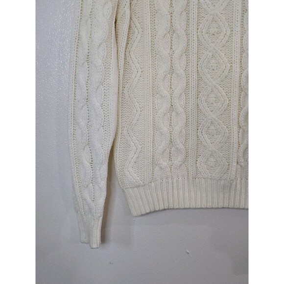 Vintage Kings Road Sweater Mens Medium Ivory Chunky Crew Neck Grandpa 90s 80s - Picture 5 of 10
